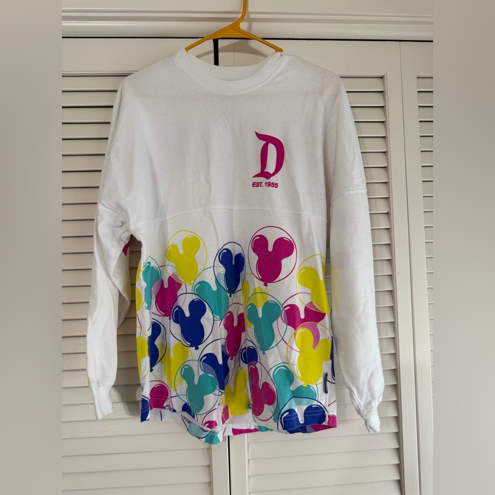 Disneyland Resort Spirit Jersey White Long Sleeve Top Colorful Mickey Design